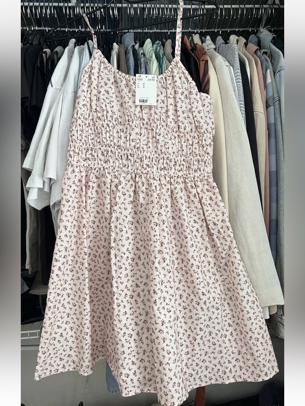 H&M Pink Floral Smocked Sundress